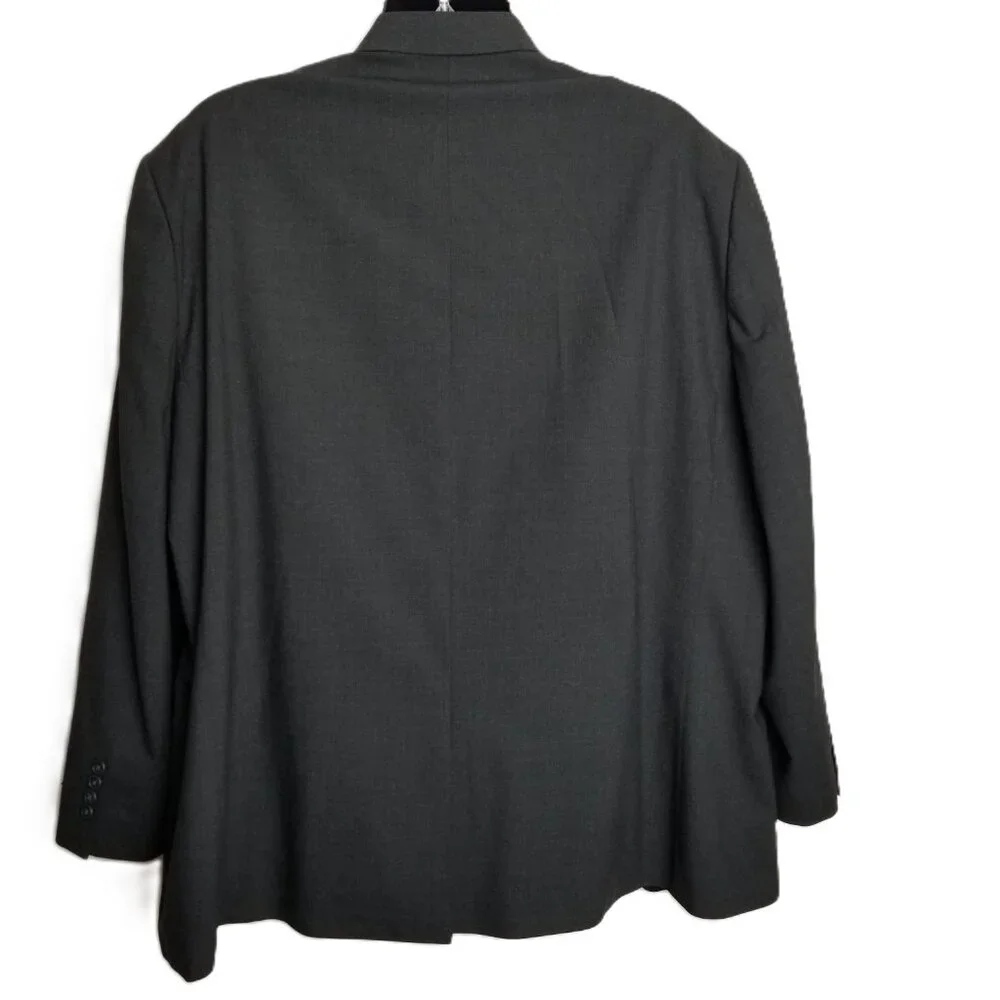 GS Mens Suit Jacket 54PRG Charcoal Black Wool Blend Professional Business Portly